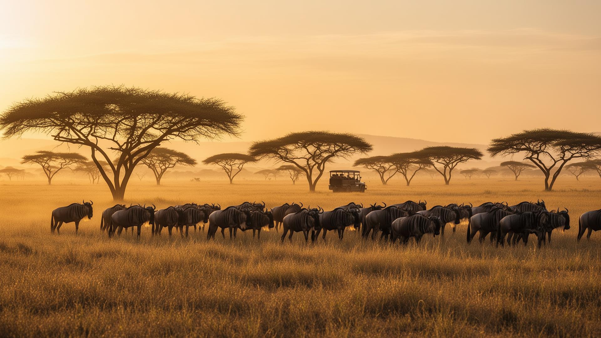 Maasai Mara plains at golden hour